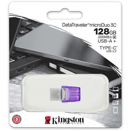 Kingston 128GB DataTraveler microDuo 3C USB Flash Drive USB 3.2 Gen 1 200 MB/s