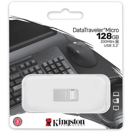 Kingston DataTraveler Micro USB Memoria Flash 128GB USB 3.2 200MBs Plata