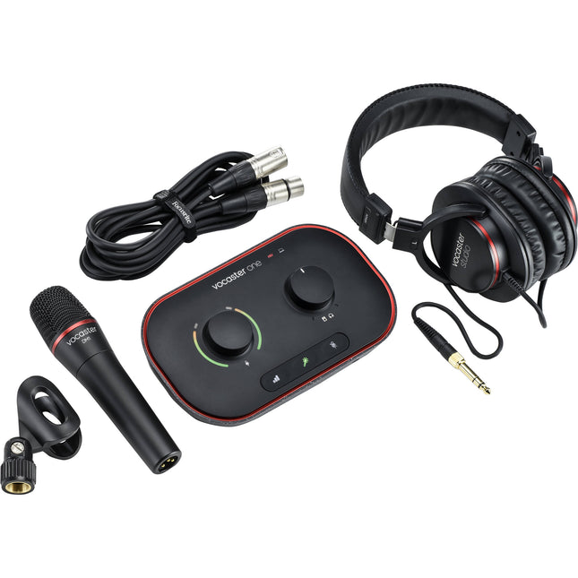 Focusrite Vocaster One Studio Kit de Podcast 1 Persona USB-C Micrófono Dinámico