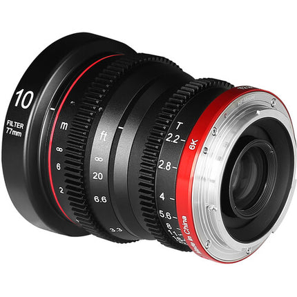 Meike 10mm T2.2 Lente de Cine RF Montura Apertura T2.2 y 77mm