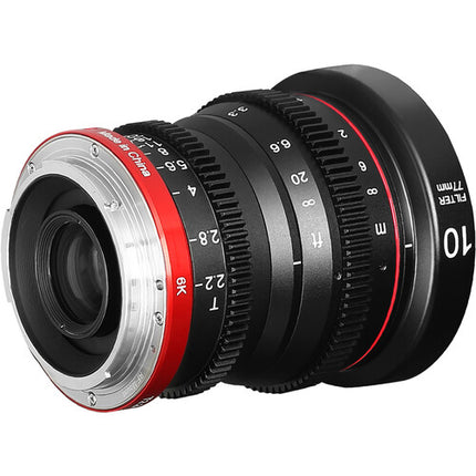 Meike 10mm T2.2 Lente de Cine RF Montura Apertura T2.2 y 77mm