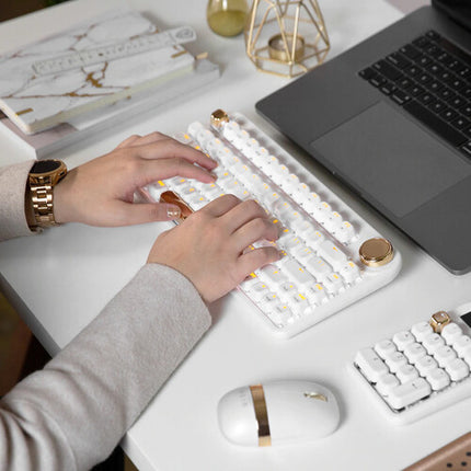 AZIO IZO Teclado Mecánico Inalámbrico Bluetooth 5.0 PBT Blanco