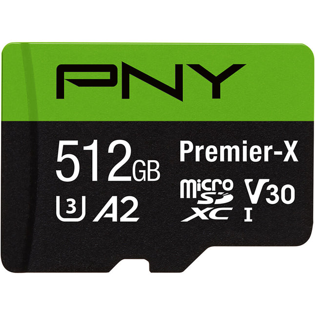 PNY 512GB Premier-X microSDXC UHS-I Tarjeta de Memoria 100MB/s con Adaptador SD