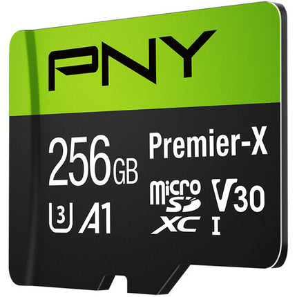 PNY 256GB Premier-X microSDXC UHS-I Clase 10 V30 con Adaptador SD