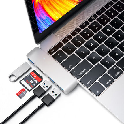Satechi USB 3.0 Type-C Hub 3 Puertos USB 3.2 Ranuras SD microSD Plata