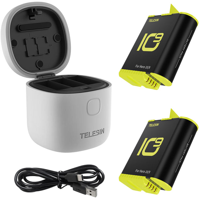 TELESIN Allin Box Cargador Baterías 1750mAh y Lector Tarjetas para GoPro HERO9/10