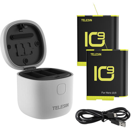 TELESIN Allin Box Cargador Baterías 1750mAh y Lector Tarjetas para GoPro HERO9/10