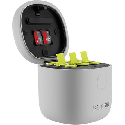 TELESIN Allin Box Cargador Baterías y Lector Tarjetas para GoPro HERO9/10 3x1750mAh IP54