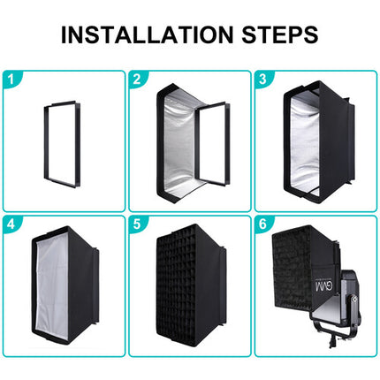 GVM Softbox para Panel LED YU200R con Parrilla Tela 49x46 cm
