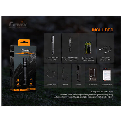 Fenix Linterna LD22 V2.0 EDC Recargable 800 Lúmenes USB Tipo-C