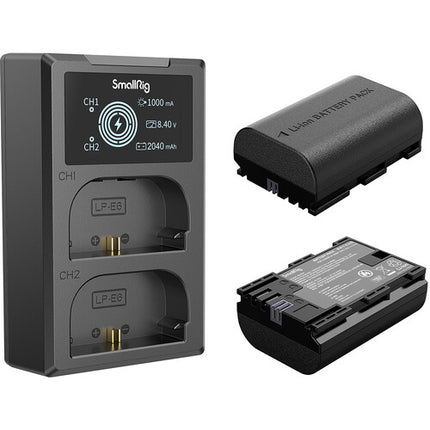 SmallRig LP-E6NH Kit con 2 Baterías y Cargador USB Doble para Canon