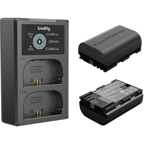 SmallRig LP-E6NH Kit con 2 Baterías y Cargador USB Doble para Canon