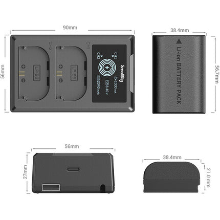 SmallRig LP-E6NH Kit con 2 Baterías y Cargador USB Doble para Canon