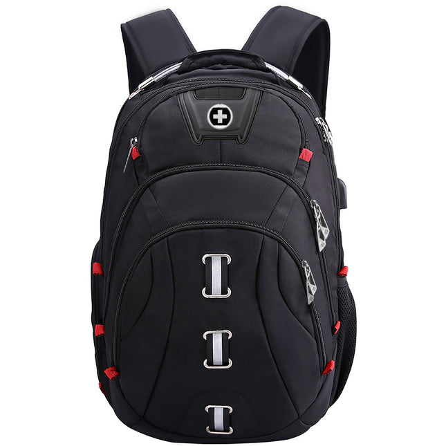 Swissdigital Pixel Business Mochila de Viaje Negra 40L 14 Bolsillos USB TSA