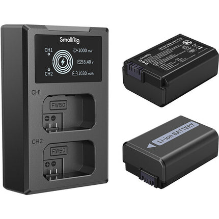 SmallRig Kit Baterías NP-FW50 para Sony a6000 a6400 con Cargador USB Dual