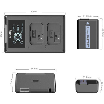 SmallRig Kit Baterías NP-FW50 para Sony a6000 a6400 con Cargador USB Dual
