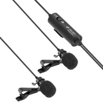 Polsen MO-IDL2-MK2 Micrófono Lavalier Dual Omnidireccional 20 pies cable batería smartphone
