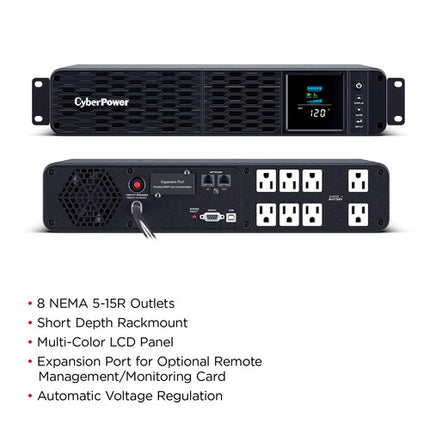 CyberPower 1000W PFC UPS Rackmount 1500VA 8 Salidas NEMA 5-15R