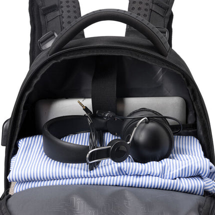 Swissdigital Neptune Mochila Masajeadora Negra con Puerto USB y Diseño TSA