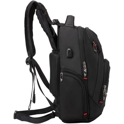 Swissdigital Neptune Mochila Masajeadora Negra con Puerto USB y Diseño TSA