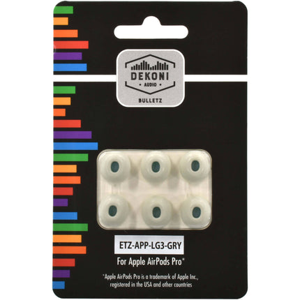 Dekoni Audio Premium Memory Foam Almohadillas para Apple AirPods Pro 3 unidades Large Gris