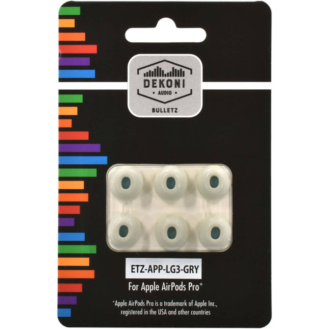 Dekoni Audio Premium Memory Foam Almohadillas para Apple AirPods Pro 3 unidades Large Gris