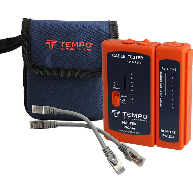 Tempo LAN Cable Check Verificador de Cable LAN con Batería 9V y Estuche