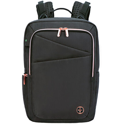 Swissdigital Katy Rose mochila negra 20L para laptop 16" con función masaje y bolsillo RFID