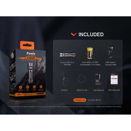Fenix Flashlight E18R V2.0 Linterna Recargable 1200 Lúmenes USB-C Pack Standard