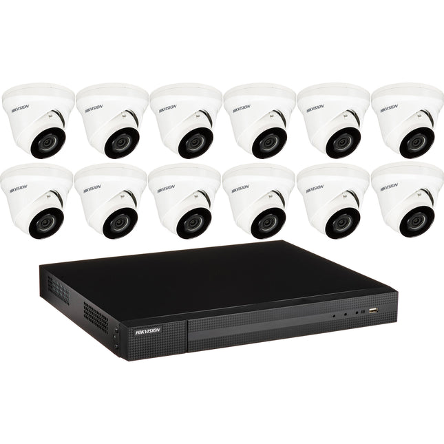 Hikvision EKI-K164T412 Kit NVR 16 Canales 8MP 4TB HDD 12 Cámaras 4MP Visión Nocturna