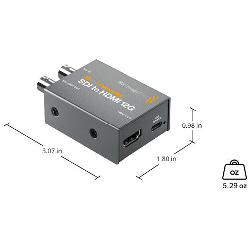 Blackmagic Design Micro Converter SDI a HDMI 12G 4K60 USB-C y Loop Out