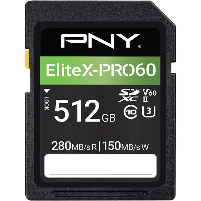 PNY 512GB EliteX-PRO60 Tarjeta de Memoria SDXC UHS-II 280MB/s V60
