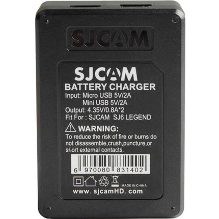 SJCAM Cargador Dual para Baterías Serie SJ6 con Entrada Micro USB y Mini USB