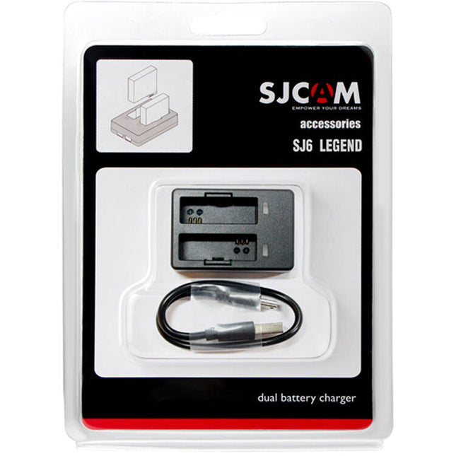 SJCAM Cargador Dual para Baterías Serie SJ6 con Entrada Micro USB y Mini USB