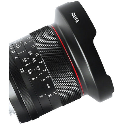 Meike 8mm f/2.8 Lente para Micro Cuatro Tercios con enfoque manual y parasol integrado