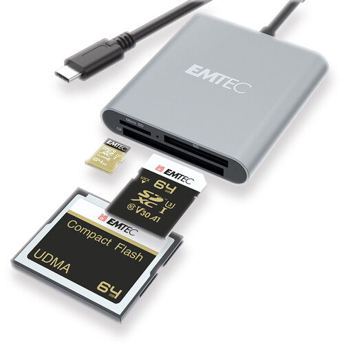 EMTEC Lector de Tarjetas 3 en 1 USB Tipo-C con USB 3.2 Gen 1