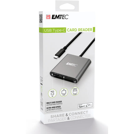 EMTEC Lector de Tarjetas 3 en 1 USB Tipo-C con USB 3.2 Gen 1