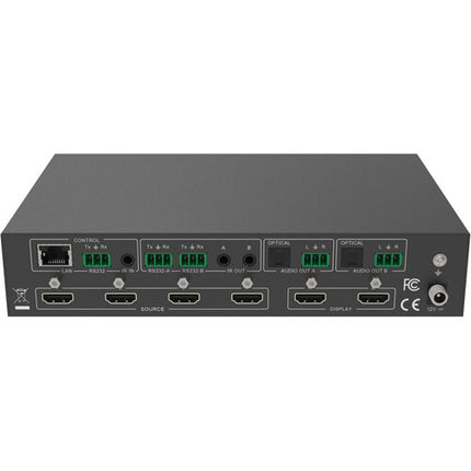 A-Neuvideo 4x2 HDMI 2.0 18 Gb/s Matriz con Escalador 4K60 SPDIF Analogico