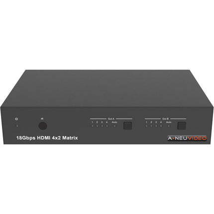 A-Neuvideo 4x2 HDMI 2.0 18 Gb/s Matriz con Escalador 4K60 SPDIF Analogico