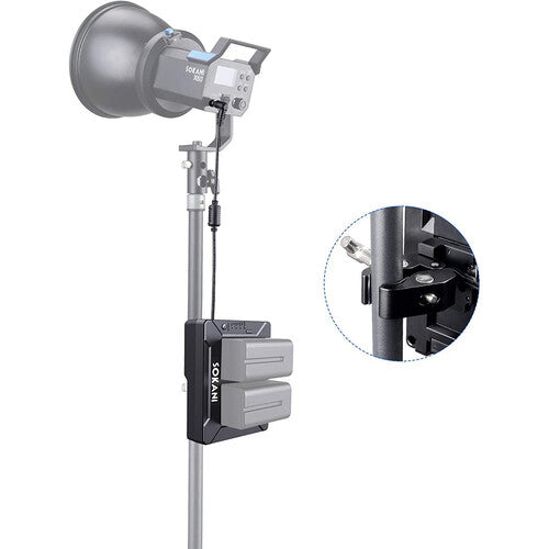 Adaptador de Batería V-Mount Sokani para Luces X60 con Soporte Dual NP-F y Salidas D-Tap USB