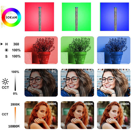 Sokani X25 Tubo LED RGB para Video 25 Pulgadas 2800-10000K con Batería Integrada