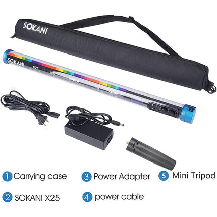 Sokani X25 Tubo LED RGB para Video 25 Pulgadas 2800-10000K con Batería Integrada