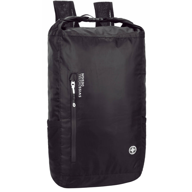 Swissdigital Goose Mochila Plegable Negra Compartimento para MacBook Pro 16" Resistente al Agua