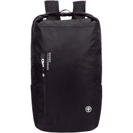 Swissdigital Goose Mochila Plegable Negra Compartimento para MacBook Pro 16" Resistente al Agua