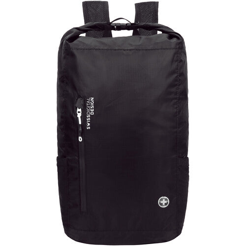 Swissdigital Goose Mochila Plegable Negra Compartimento para MacBook Pro 16" Resistente al Agua