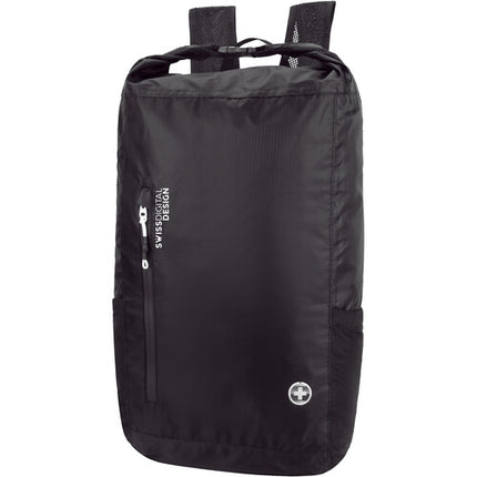 Swissdigital Goose Mochila Plegable Negra Compartimento para MacBook Pro 16" Resistente al Agua