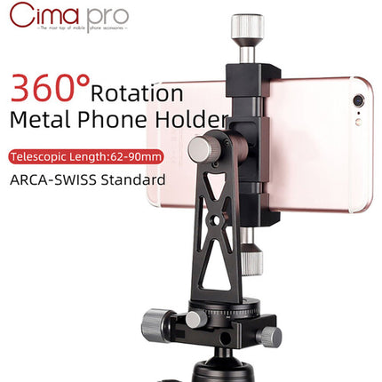 CimaPro CP-5 Tripode Metal Soporte para Móvil 360° Rotación 3/8"-1/4"