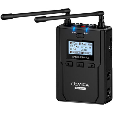 Comica Audio CVM-WM200A PRO Micrófono Lavalier Inalámbrico Doble Canal con Grabación de Respaldo y Alcance de 120 m