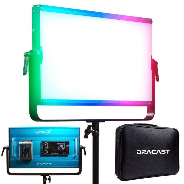 Dracast X Series LED2000 Panel LED RGB 3867 Lux 20.25x12.25 con Estuche y Filtro Diffusion
