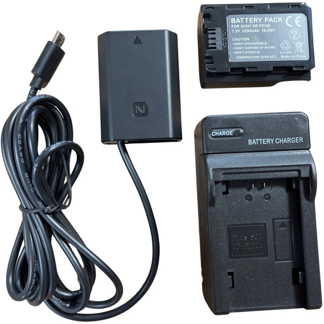 Bescor NP-FZ100 Batería Dummy con conector USB Tipo C Kit con batería y cargador
